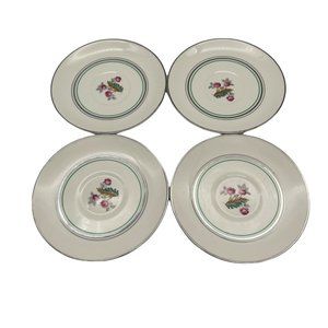 4 Pope Gosser Saucers 6" Pattern 1219 Floral Design Vintage